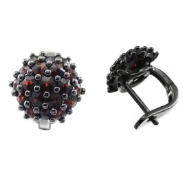 BG náušnice vsazeny kameny:přírodní granát  862 Žluté zlato - 585 Granát