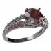 BG prsten s kulatým kamenem 474-G - Kov: Stříbro 925 - rhodium, Kámen: Vltavín a granát