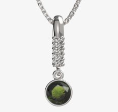 BG zlatý přívěšek 724 Bílé zlato - 585 Vltavín a diamant