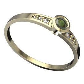 BG vltavínový prsten 551J Žluté zlato - 585 Vltavín a diamant