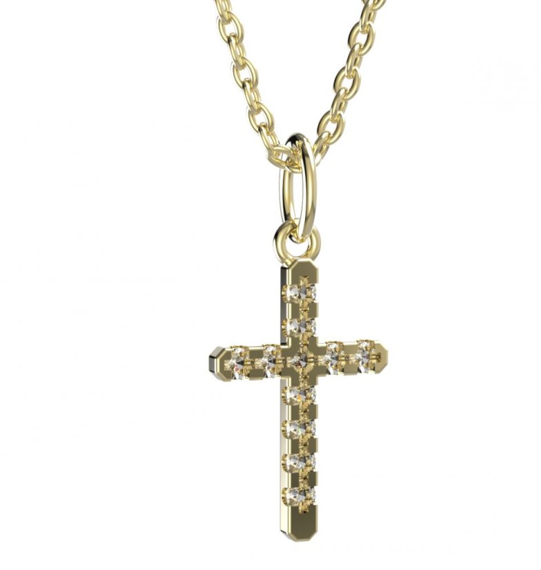 BeKid dětský přívěšek křížek 1106 Žluté zlato - 585 Diamant