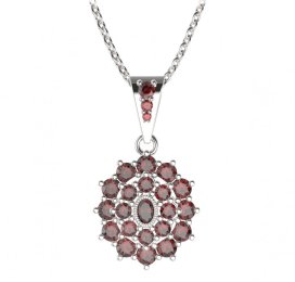 BG přívěs oválný 009-2 Stříbro 925 - rhodium Granát