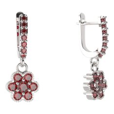 BG kulaté náušnice 140-84 Stříbro 925 - rhodium Granát