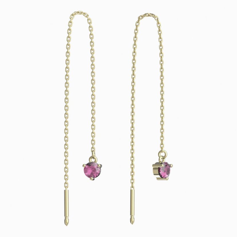 BG zlaté náušnice 781 Žluté zlato - 585 Růžový kubický zirkon