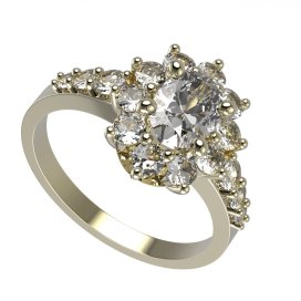 BG zlatý prstýnek 756 Žluté zlato - 585 Bílý kubický zirkon