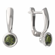 BG vltavínové náušnice 557 Bílé zlato - 585 Vltavín