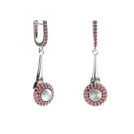 BG náušnice s přírodní perlou 540-C91 Stříbro 925 - rhodium Granát a perla