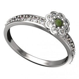 BG vltavínový prsten 552E Bílé zlato - 585 Vltavín a diamant