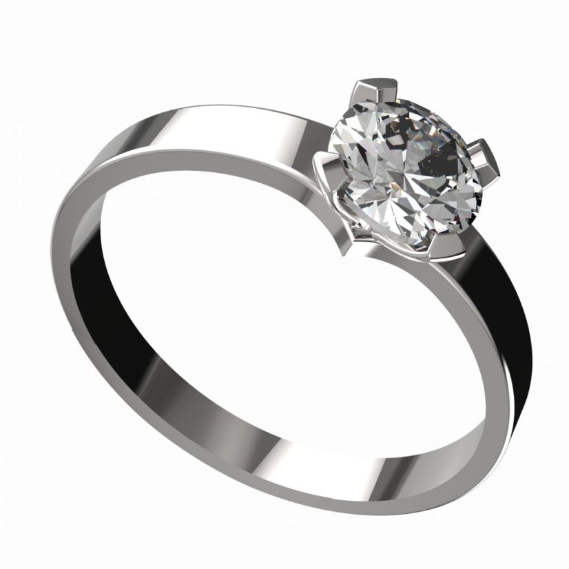 Zlatý prsten s diamantem, bílé zlato 585 – 946 (ZD42946/558)