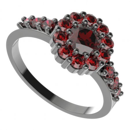 BG ring 628-Z circular - Metal: Silver 925 - rhodium, Stone: Garnet