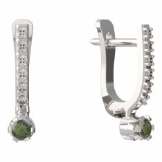 BG vltavínové náušnice 553 Bílé zlato - 585 Vltavín a diamant