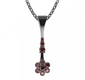 BG přívěs ve tvaru květu 518-B Stříbro 925 - ruthenium (30-90dní) Granát