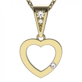BG zlatý diamantový přívěšek srdíčko 1554 Žluté zlato - 585 Diamant lab-grown