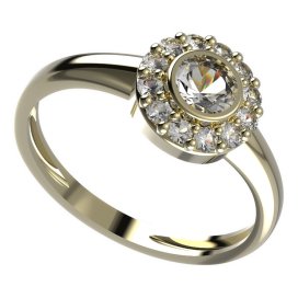 BG zlatý prstýnek 744 Žluté zlato - 585 Bílý kubický zirkon
