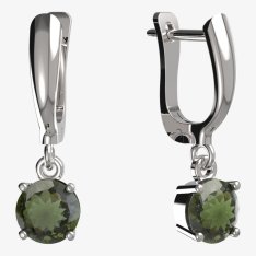 BG vltavínové náušnice 727 Bílé zlato - 585 Vltavín