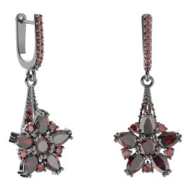 BG náušnice ve tvaru hvězdy 521-G91 Stříbro 925 - ruthenium (30-90dní) Granát