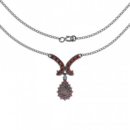 BG garnet necklace 265 - Metal: Silver - gold plated 925, Stone: Moldavit and garnet