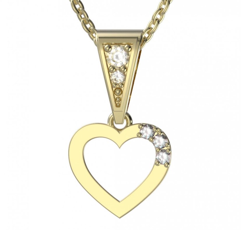 BG zlatý diamantový přívěšek srdíčko 1257 Žluté zlato - 585 Diamant lab-grown
