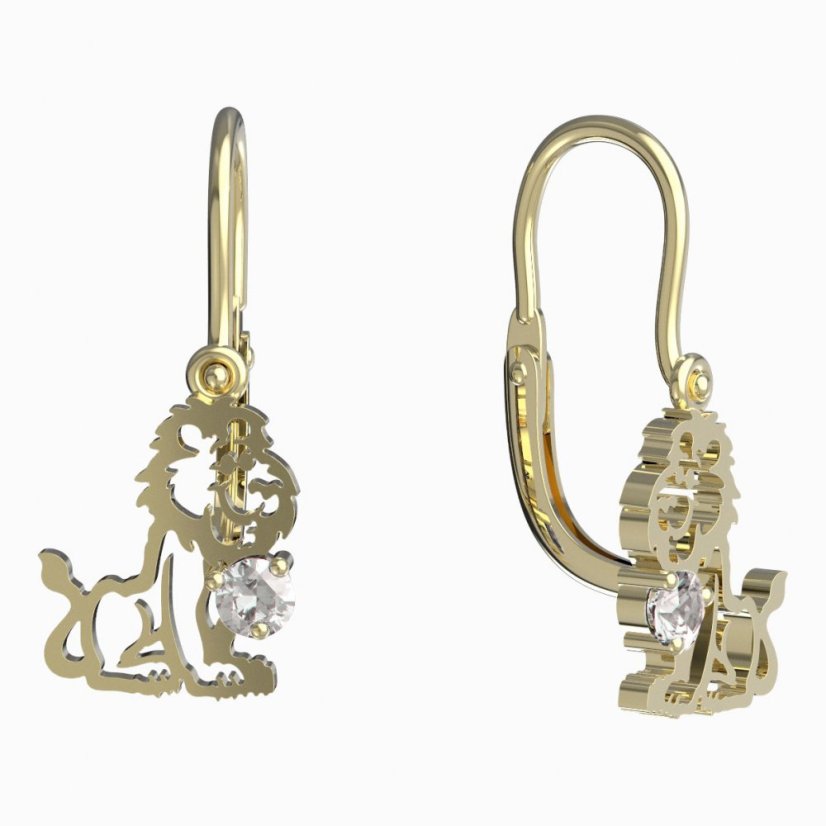 BeKid dětské náušnice lev 1191 Bílé zlato - 585 Diamant