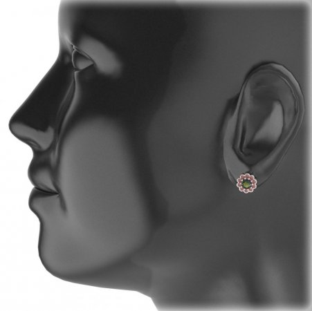 BG earring circular -  149 - Metal: Silver 925 - rhodium, Stone: Garnet