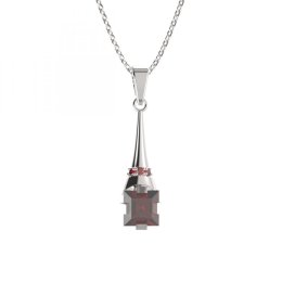 BG přívěs s centrálním čtvercovým kamenem 496-C Stříbro 925 - rhodium Granát