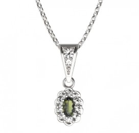 BG přívěs oválný 455-1 Stříbro 925 - rhodium Vltavín a kubický zirkon