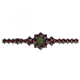 BG brož 017 Stříbro 925 - ruthenium (30-90dní) Vltavín a granát