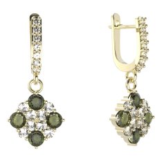 BG  náušnice 317 Stříbro 925 - pozlacené Vltavín a  kubický zirkon