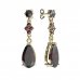 BG drop stone earring 427 - Metal: Silver - gold plated 925, Stone: Moldavit and garnet