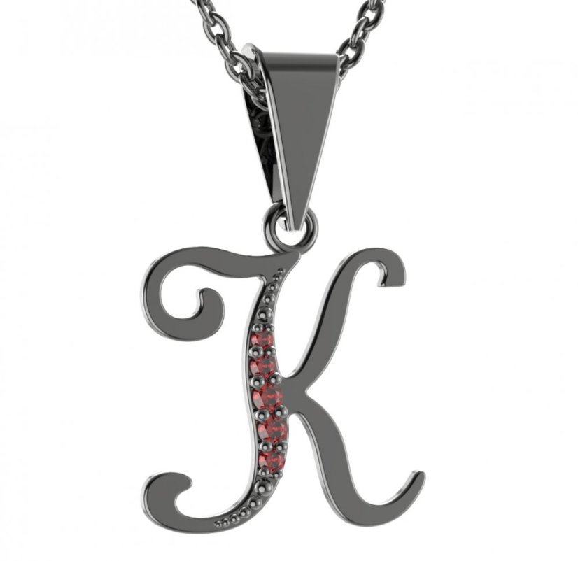 Stříbrný přívěsek s českým granátem, ruthenium – 1220
