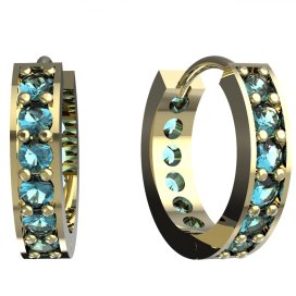 BG zlaté náušnice 807 Žluté zlato - 585 Světle modrý kubický zirkon