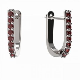 BG náušnice s českým granátem  91 Bílé zlato - 585 Granát