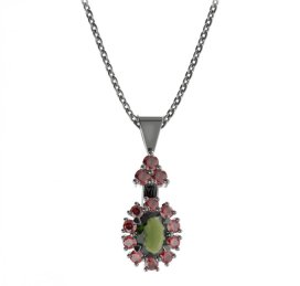 BG přívěs s centrálním oválným kamenem 498-87 Stříbro 925 - ruthenium (30-90dní) Granát