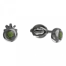 BG náušnice český přírodní granát nebo vltavín  102 R3 Stříbro 925 - ruthenium (30-90dní) Vltavín