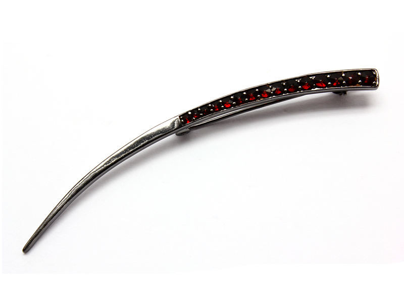 Stříbrná brož s českým granátem, ruthenium – 387