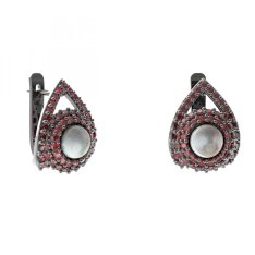 BG náušnice s přírodní perlou 540-90 Stříbro 925 - ruthenium (30-90dní) Granát a perla