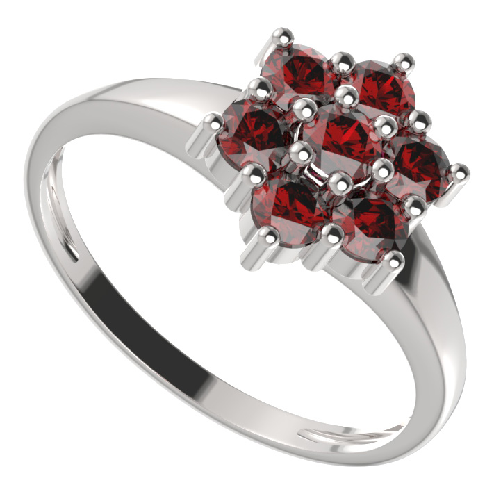 BG prstýnek 002 Stříbro 925 - rhodium Granát