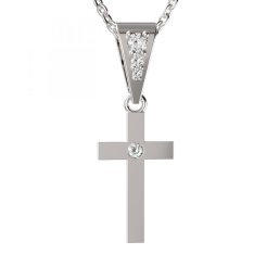 BG zlatý přívěšek křížek 1103 Bílé zlato - 585 Diamant