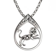 BG zlatý diamantový přívěšek Lev 047 Bílé zlato - 585 Diamant lab-grown