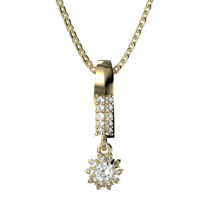 BG zlatý diamantový přívěšek  987 Žluté zlato - 585 Diamant lab-grown