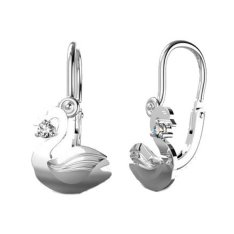 BeKid dětské zlaté náušnice 1278 - Labuť Bílé zlato - 585 Bílý kubický zirkon