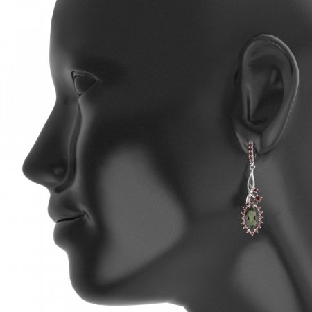 BG earring oval 513-P93 - Metal: Silver 925 - rhodium, Stone: Garnet