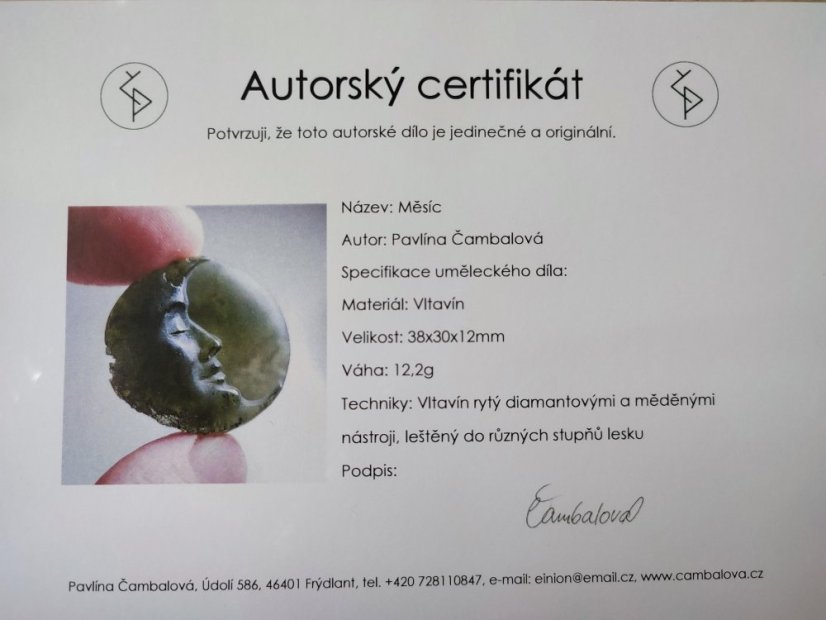 BG náhrdelník přírodní kámen-Vltavín 010 - Měsíc (Pavlína Čambalová)