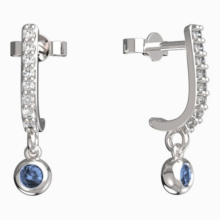 BeKid, Gold kids earrings -101 - Switching on: Pendant hanger, Metal: White gold 585, Stone: Light blue cubic zircon