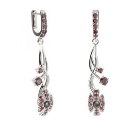 BG náušnice s přírodní perlou 537-P93 Stříbro 925 - rhodium Granát a tahiti perla
