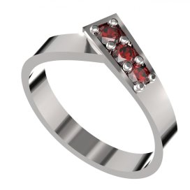 BG prsten broušený granát nebo vltavín 680 Stříbro 925 - rhodium Granát