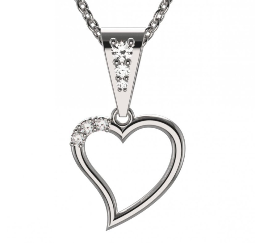 BG zlatý přívěšek srdíčko 1165 Bílé zlato - 585 Diamant