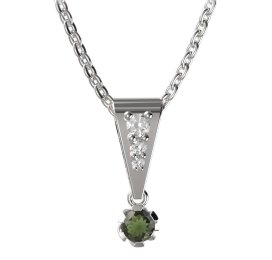 BG vltavín přívěšek 869 Bílé zlato - 585 Vltavín a diamant