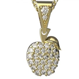 BG zlatý přívěšek - Jablko 801 Žluté zlato - 585 Bílý kubický zirkon