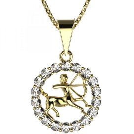 BG zlatý diamantový přívěšek Střelec 044 Žluté zlato - 585 Diamant lab-grown